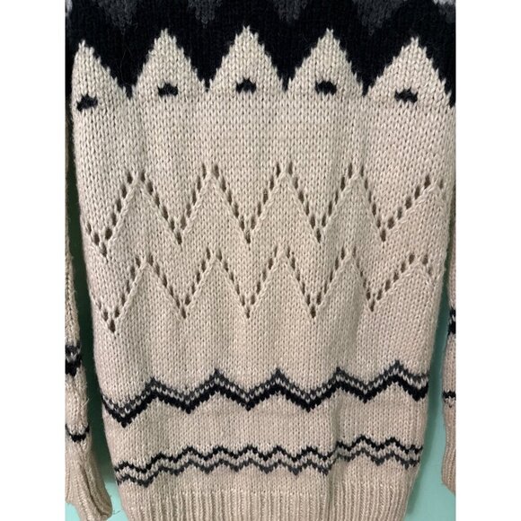 Topshop Womens Nordic Fair Isle Knit Cardigan Button Front Beige/Gray/Black Size - Picture 6 of 9